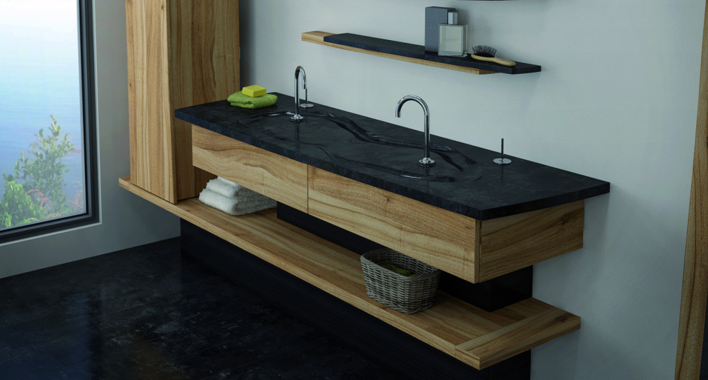 Vanico Black & Wooden Sink