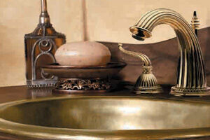 Gold California Faucet & Copper Toned Countertop