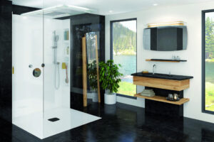 Modern Bathroom, Glass Shower Enclosure& Vanico Sink
